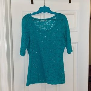 Maurices Teal 1/2 Sleeve Shirt Large-SOLD